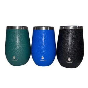 Manna Stainless Steel Insulated Wine Tumbler - Black, Blue, Green